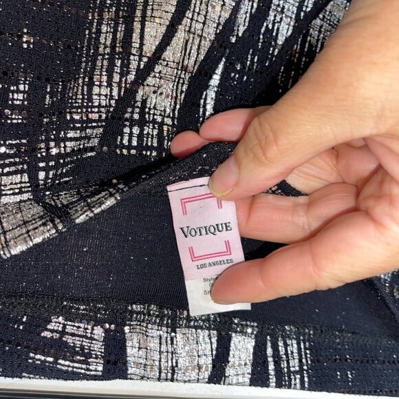 Votique La Womens Jumpsuit and Duster Set Size S Black Metallic Abstract Print - Picture 5 of 14